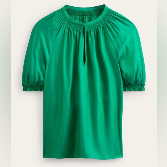 Boden Stella Top Silk Blend size 12 Emerald Kelly Green - Picture 1 of 8
